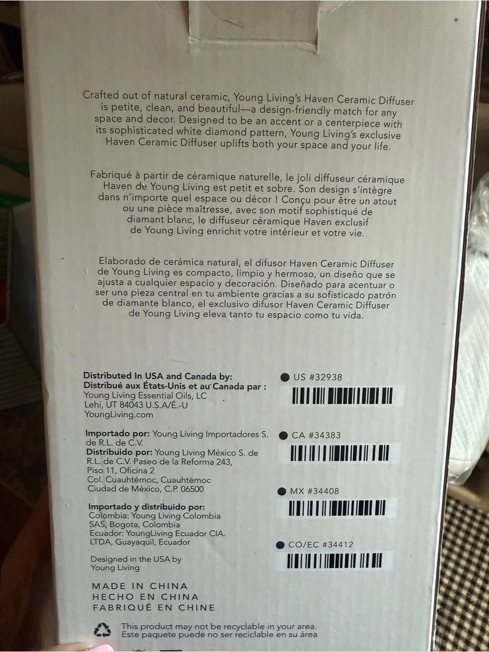 Young Living White Textured Ultrasonic Diffuser